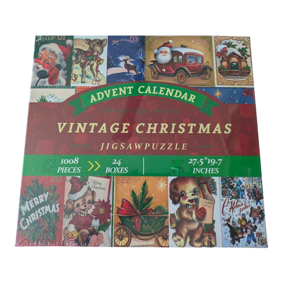 Vintage Christmas Advent Calendar Jigsaw Puzzle 1008 Pieces 24 Boxes‎ Holiday